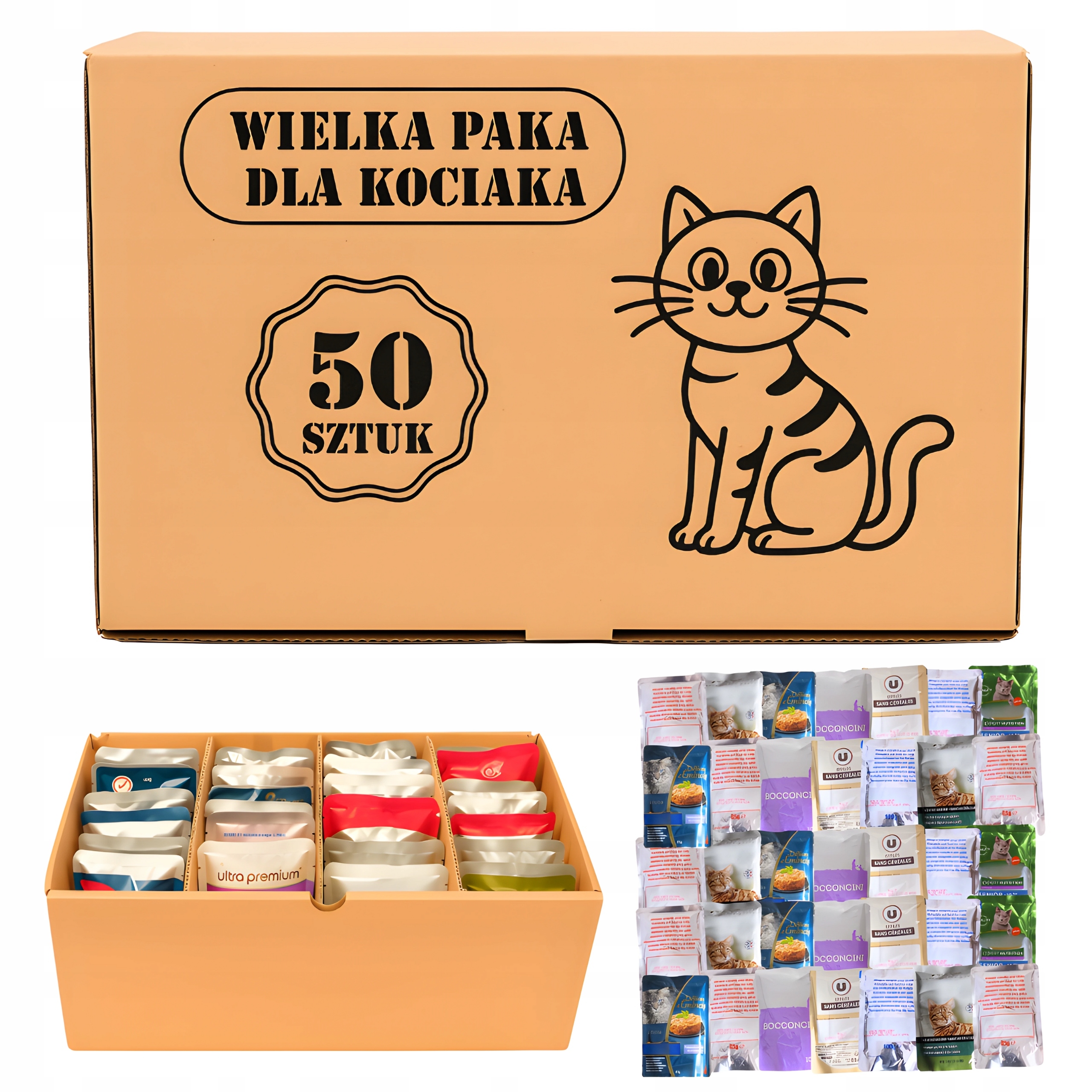 Karma mokra dla kota Saszetki 50 szt. Mix Smaków Wielka Paka dla Kociaka
