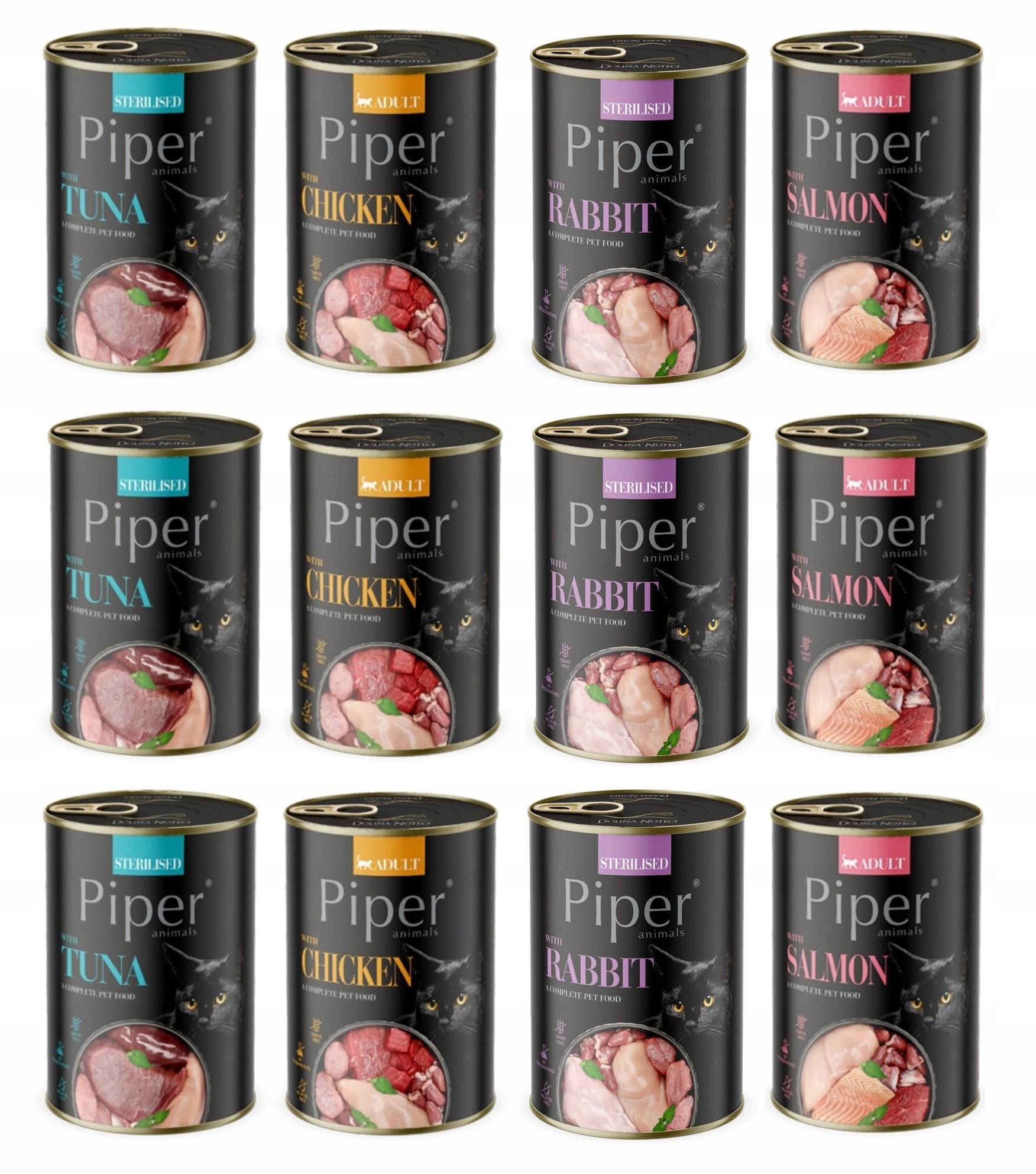 PIPER DOLINA NOTECI MOKRA KARMA PUSZKA DLA KOTA MIX SMAKÓW 12x 400G