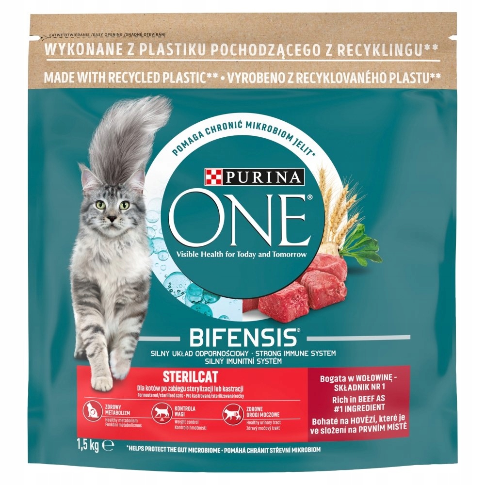 PURINA ONE STERILCAT SUCHA KARMA Z WOŁOWINĄ 1,5kg