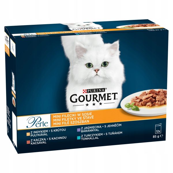 Karma Dla Kota MOKRA Purina Gourmet Perle Mini Fileciki w Sosie MIX 12 x85g