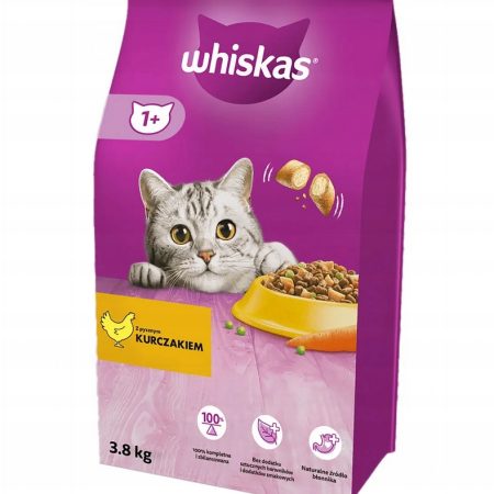 WHISKAS SUCHA KARMA DLA KOTÓW DOROSŁYCH KURCZAK 3,8 KG
