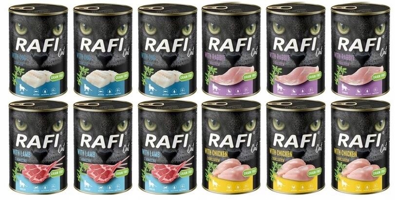 RAFI CAT Dolina Noteci Karma mokra dla kota mix smaków 12 x 400g bezzbożowa
