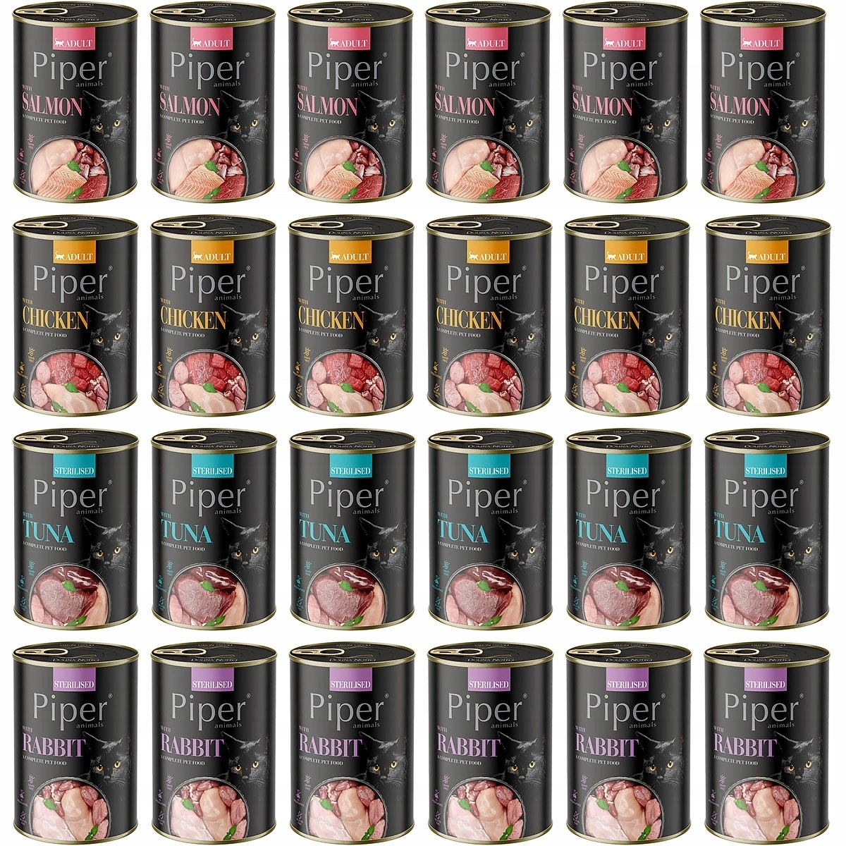 PIPER DOLINA NOTECI MOKRA KARMA PUSZKA DLA KOTA MIX SMAKÓW 24x 400G