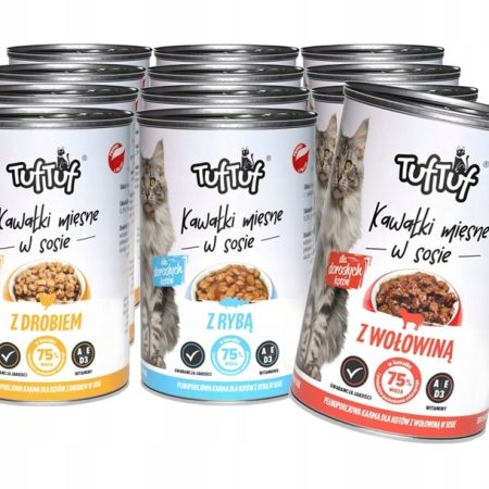 Bult Tuf Tuf kawałki mięsne dla kota mix smaków puszka zestaw 12 x 415g