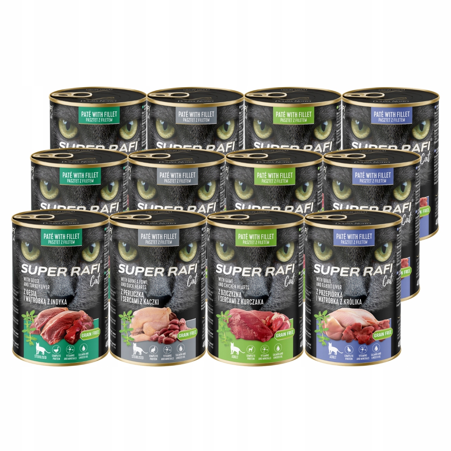 SUPER RAFI CAT KARMA MOKRA DLA KOTA MIX 4 SMAKÓW ZESTAW 12X400G