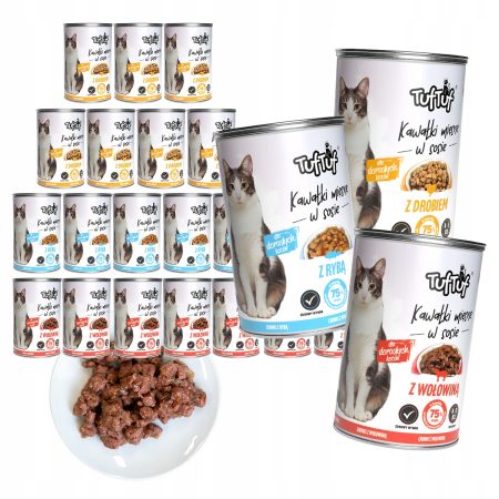 MOKRA KARMA DLA KOTA Tuf Tuf MIX SMAKÓW Kawałki w sosie 20x415g ZESTAW