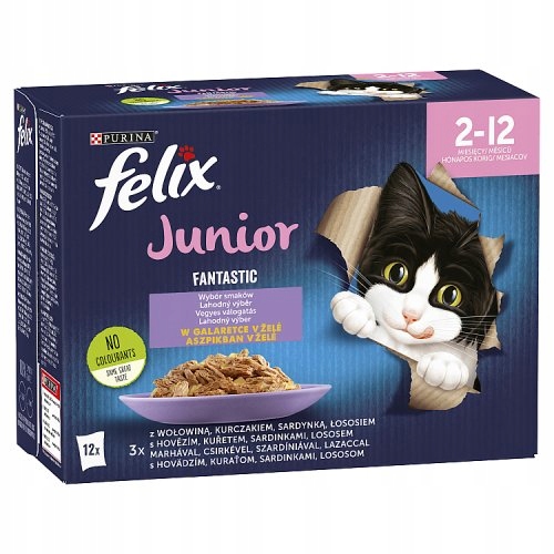 Karma dla kota mokra Felix Fantastic Junior mix 85g x 12 saszetek