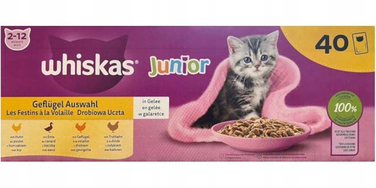 Karma mokra dla kotów Junior Drobiowa Uczta w galaretce 85g 40szt