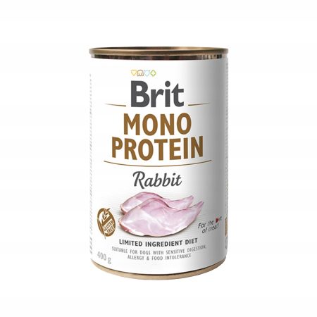 BRIT MONO PROTEIN RABBIT PUSZKA DLA PSA Z KRÓLIKIEM 400G