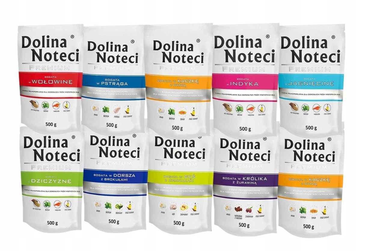 Mokra karma dla psa Dolina Noteci Premium MIX smaków 10x500g BEZ KURCZAKA